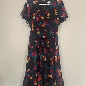 Calvin Klein Size 10 Floral Dress Flutter Sleeves